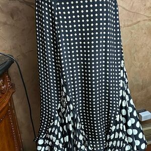 Chic Black and White Polka Dot Maxi Skirt